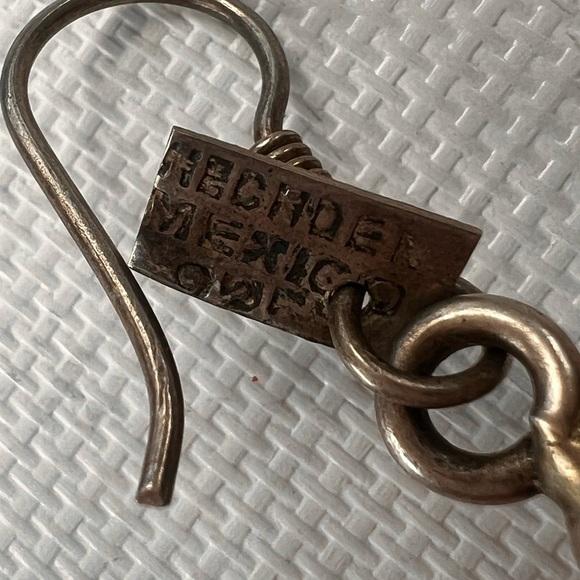 Taxco Modernist Sterling Silver Dangly Earrings Made in Mexico - Picture 4 of 5